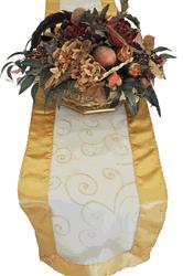 embroidered organza table runner in gold