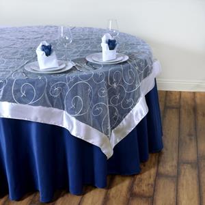 Embroidered Table Overlay navy